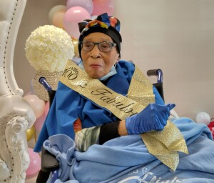 Anna Mae Robertson celebrates her 100th birthday in March 2024. She is one of the members of the Six Triple Eight, the only all-Black Women’s Army Corps unit stationed overseas during World War II. Their story is now a feature film for Netflix produced and directed by Tyler Perry. Photo by La Risa Lynch