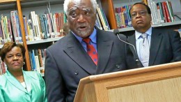 U.S. Rep. Danny K. Davis speaks at a West Side school in the Austin community about changes in federal law to protest students from bullying inlcuding cyber bullying