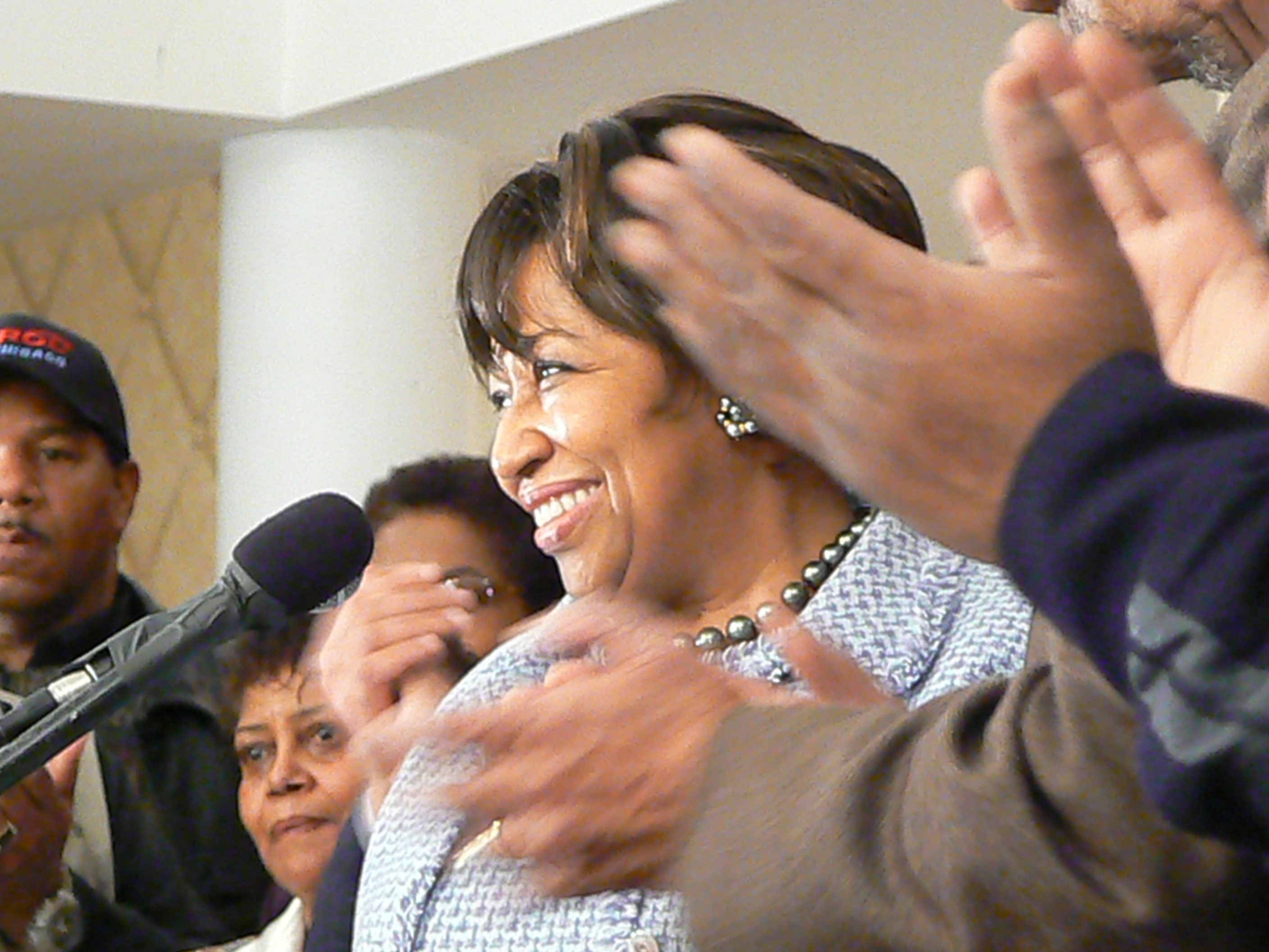 Carol Moseley Braun receives applauds as she concedes late Tuesday night.